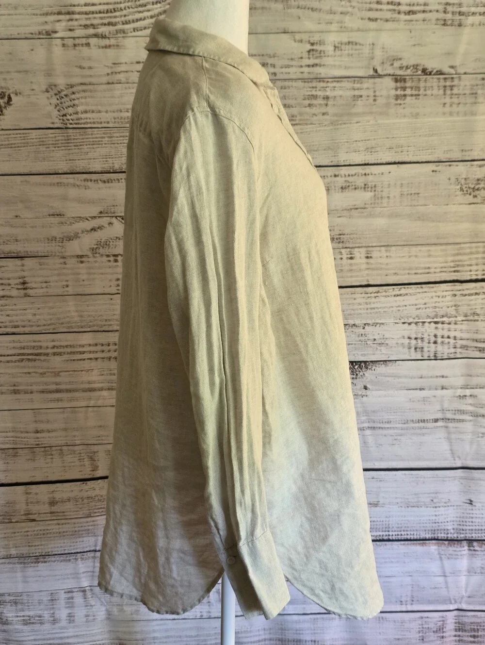 Talbots Cream Natural 100% Linen Shirt Size Large